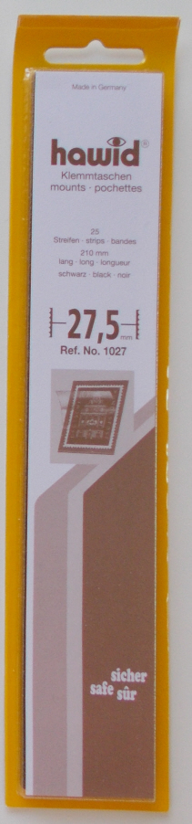 (image for) Hawid Stamp Mounts - Black 27.5mm x 210mm Strips
